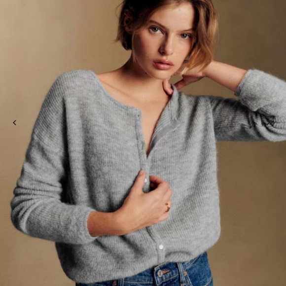 Sezane Gaspard Cardigan Super soft Mohair and Baby Alpaca Blend Lt Grey Size S - Picture 14 of 15